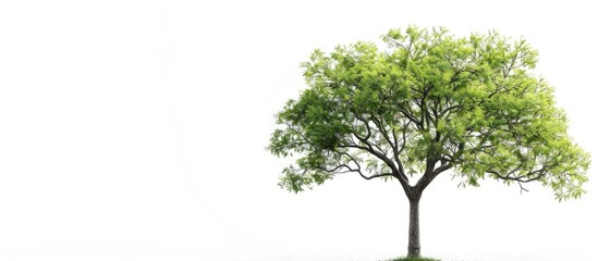 Obraz premium Cutout tree intended as raw material for editing projects featuring copy space for text Isolated fresh green deciduous almond tree on a white background with a clipping path