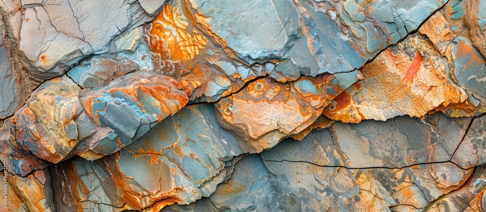 Poster Abstract pattern of colorful granite stone Close up with selective focus and shallow depth of field perfect for use as a background. with copy space image. Place for adding text or design