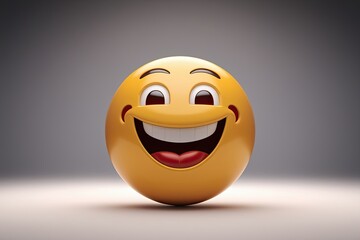 Fototapeta premium Three Dimensional Happy Smiling Emoticon with Joyful Expression