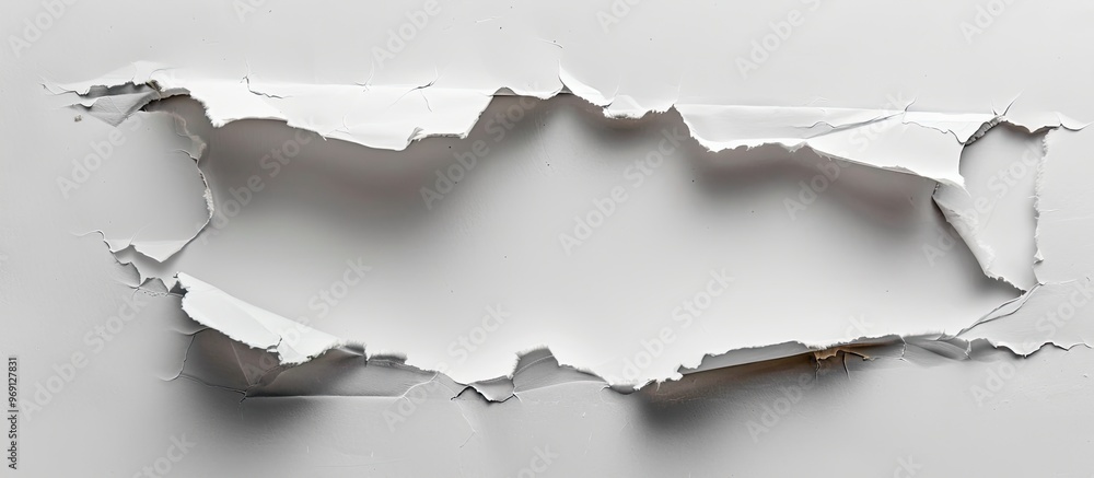 Poster Close up of a paper hole with ragged edges. with copy space image. Place for adding text or design