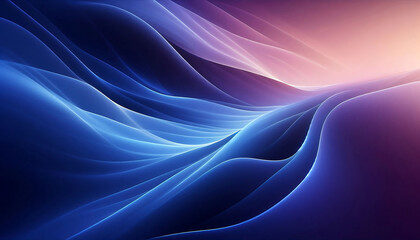 Obraz premium A smooth flowing abstract background featuring gradients of deep blues and purples with soft curves and light reflections creating a serene and ethereal ambiance