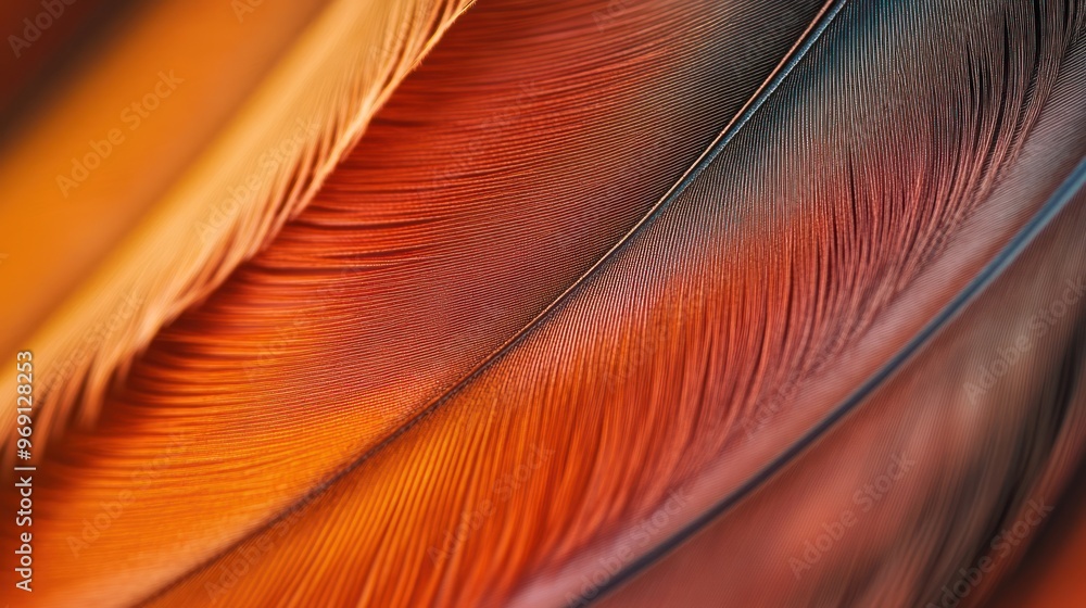 Poster abstract close-up of colorful feathers showcasing intricate patterns and textures.