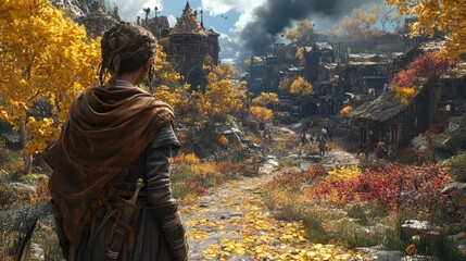 Autumn Village Path.