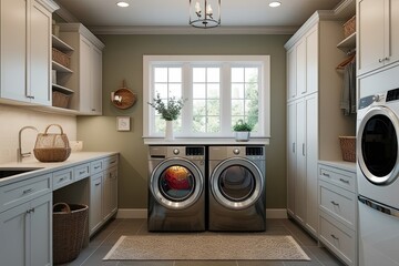 Functional Laundry Room Design Ideas with 3D Visualization Efficient Storage Solutions and Modern Appliances for Busy Families