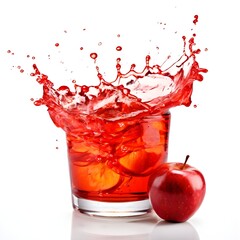 Splashing Glass Of Apple Juice With Apples	
