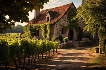 Rustic winery building vineyard architecture outdoors.