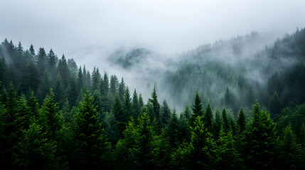 Stunning Mist Covered Forest Scenery High Eleva