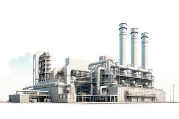 Architecture building factory white background.