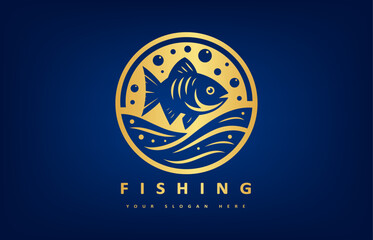 Fish and sea logo. Underwater animals vector.