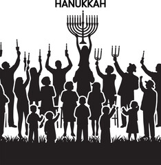 Hanukkah Silhouette Vector Illustration