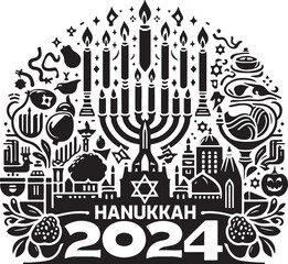 Hanukkah Silhouette Vector Illustration