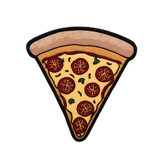 Pizza Slice Patch Badge Isolated on Transparent Background
