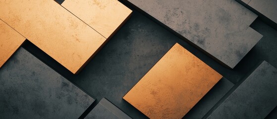 A futuristic Neo-Brutalist collage with sleek, angular forms mixed with metallic textures