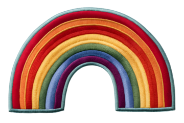 Rainbow Patch Embroidery Isolated on Transparent Background
