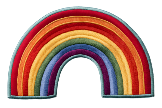 Rainbow Patch Embroidery Isolated on Transparent Background
