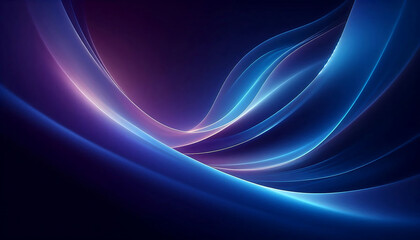 Obraz premium A smooth flowing abstract background featuring gradients of deep blues and purples with soft curves and light reflections creating a serene and ethereal ambiance