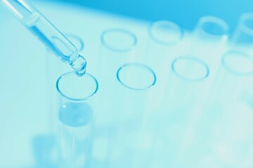 Laboratory test tubes on colored background