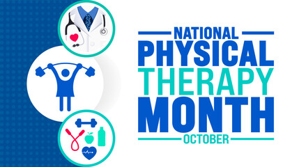 National Physical Therapy Month background or banner design template is observed every year in October. Holiday concept. Template for card, poster, placard, template. eps 10