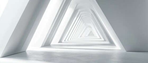 Obraz premium A White Triangular Corridor Leading to Light