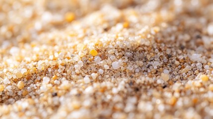 Close-up view of fine sand grains, showcasing texture and color variations.