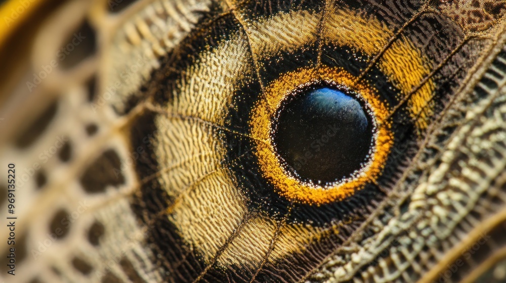 Poster close-up of a butterfly wing showcasing intricate patterns and textures.