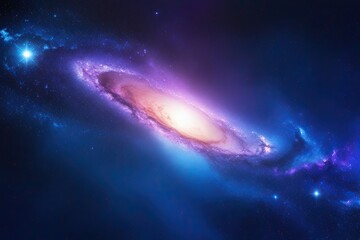 Fototapeta premium Stunning Deep Blue and Purple Galaxy Background with Dreamy Abstract Starscape Design