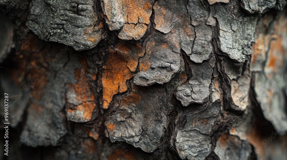 Poster close-up of textured tree bark showcasing natural patterns and colors.