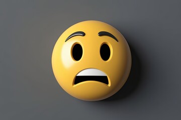 Fototapeta premium 3D Rendered Confused Emoticon Face with Bewildered Expression