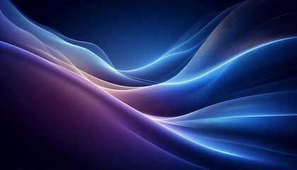 Naklejka premium A smooth flowing abstract background featuring gradients of deep blues and purples with soft curves and light reflections creating a serene and ethereal ambiance