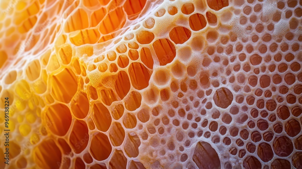 Poster close-up of honeycomb structure showcasing intricate patterns and textures.