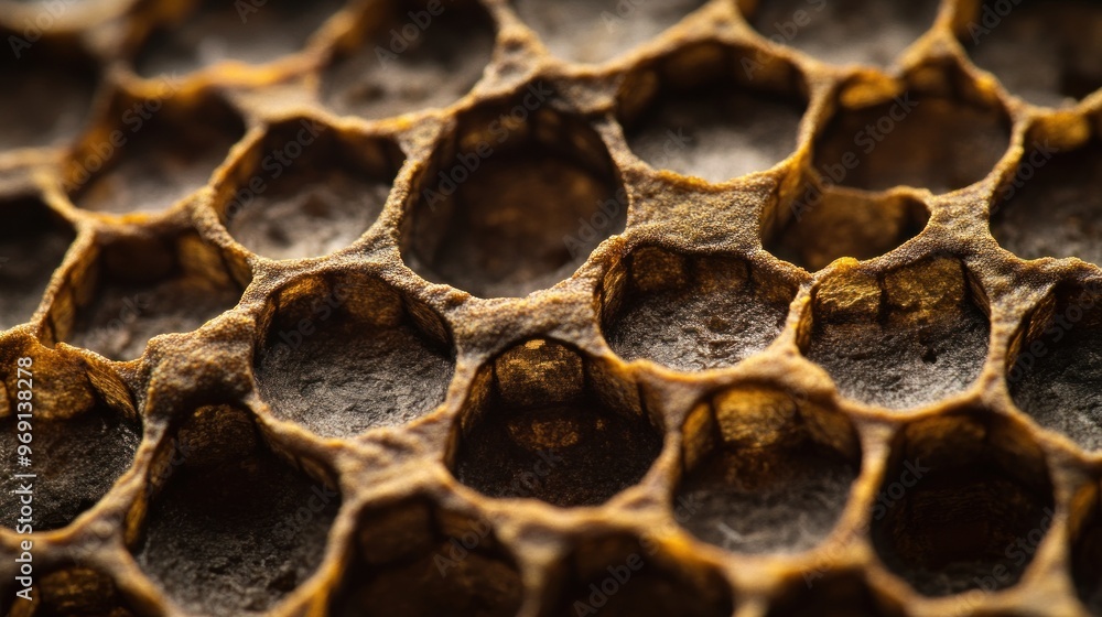 Poster close-up of honeycomb structure showcasing hexagonal cells.