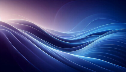 Fototapeta premium A smooth flowing abstract background featuring gradients of deep blues and purples with soft curves and light reflections creating a serene and ethereal ambiance