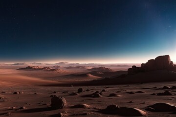 Obraz premium Radiant Martian Terrain Under a Glowing Starry Sky