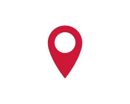 Red location marker on transparent background for mapping purposes
