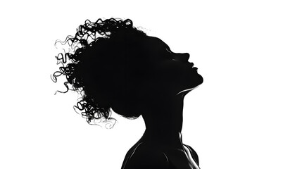 pure black silhouette of a woman on a white background,