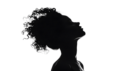 pure black silhouette of a woman on a white background,
