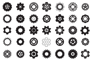Gear wheel icon set. Setting symbols