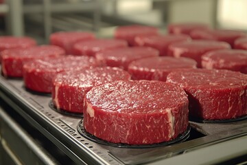 Fototapeta premium Raw Beef Steaks on a Metal Tray