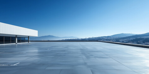 Minimalist urban platform for car display and product ads. Spacious, clean background ideal for showcasing vehicles with a modern, cityscape feel. Perfect for automotive marketing.