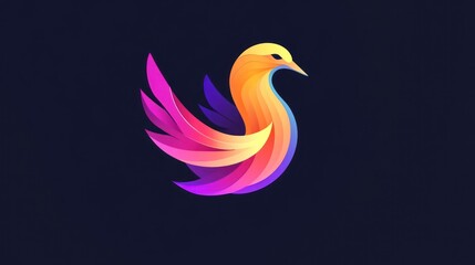 Obraz premium white swan on black background