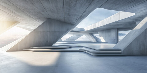 Minimalist urban platform for car display and product ads. Spacious, clean background ideal for showcasing vehicles with a modern, cityscape feel. Perfect for automotive marketing.