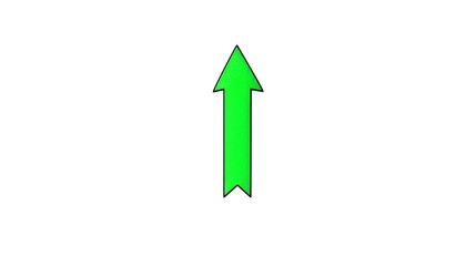 A green arrow pointing up on a white background