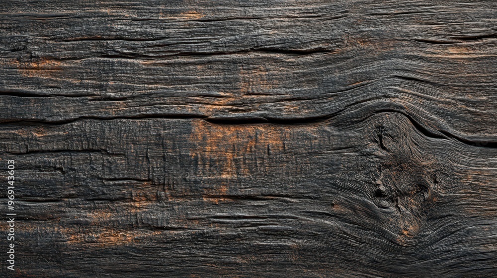 Poster a textured surface of dark, weathered wood with visible grain and subtle color variations.
