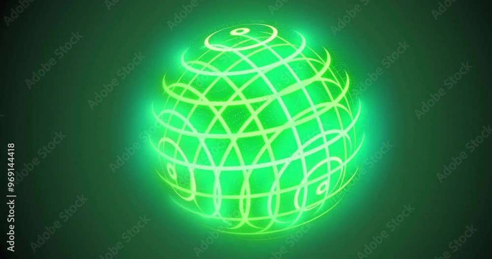Poster animation of globe with glowing circles on black background