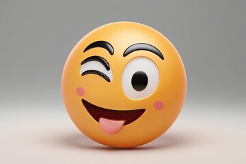Fototapeta premium Adorable 3D Winking Emoji with Fun Playful Expression