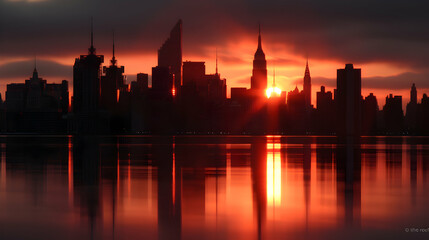Fototapeta premium Sunset From Top The Rock Nyc Styl