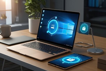 Modern Portable Laptop 3D Render Technology Icons Visualization for Enhanced User Experience