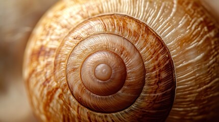 Close-up of a spiral seashell showcasing intricate patterns and textures.