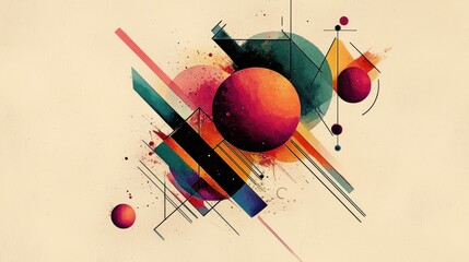 Surreal floating geometric primitives by Wassily Kandinsky