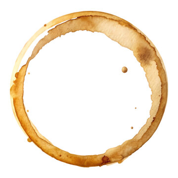 Illustration of a coffee stain ring, isolated transparent background